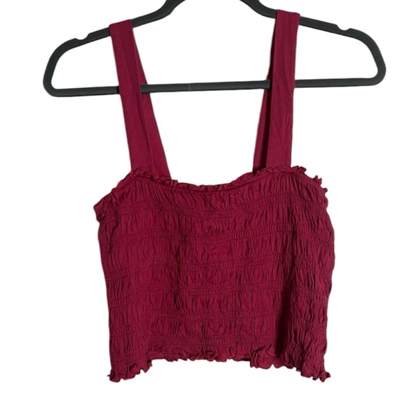 American Eagle Smocked Pink Crop Tank Top - Picture 2 of 3